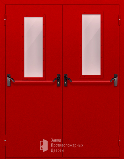 Фото двери «Двупольная с стеклом и антипаникой (красная)» в Люберцам