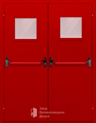 Фото двери «Двупольная со стеклопакетом и антипаникой (красная)» в Люберцам