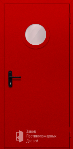 Фото двери «Однопольная с круглым стеклом (красная)» в Люберцам