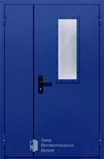 Фото двери «Полуторная со стеклом (синяя)» в Люберцам