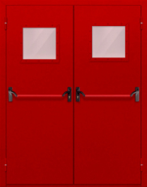 Фото двери «Двупольная со стеклопакетом и антипаникой (красная)» в Люберцам