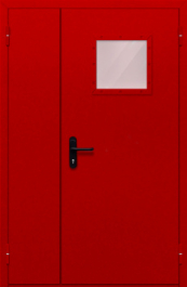 Фото двери «Полуторная со стеклопакетом (красная)» в Люберцам