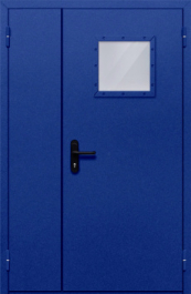 Фото двери «Полуторная со стеклопакетом (синяя)» в Люберцам